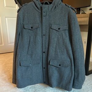 Black Rivet Men’s Wool Charcoal Grey Coat, XL